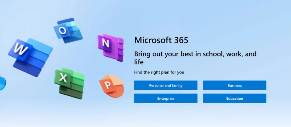 Screenshot of Microsoft 365 Plans