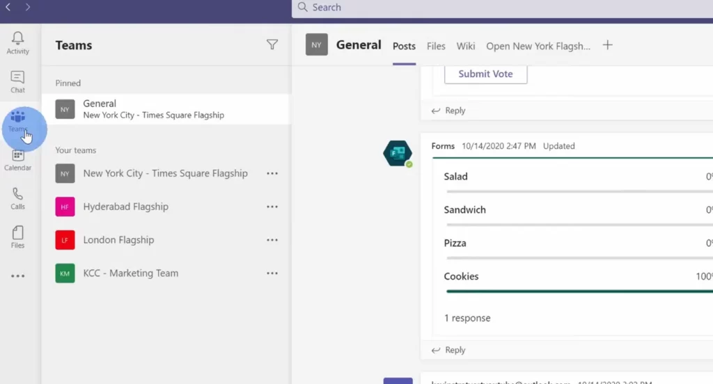 Screenshot showing teams layout in Microsoft Teams