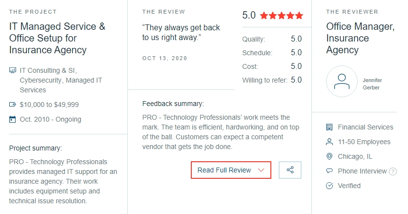 Screenshot of IT Managed IT Services review
