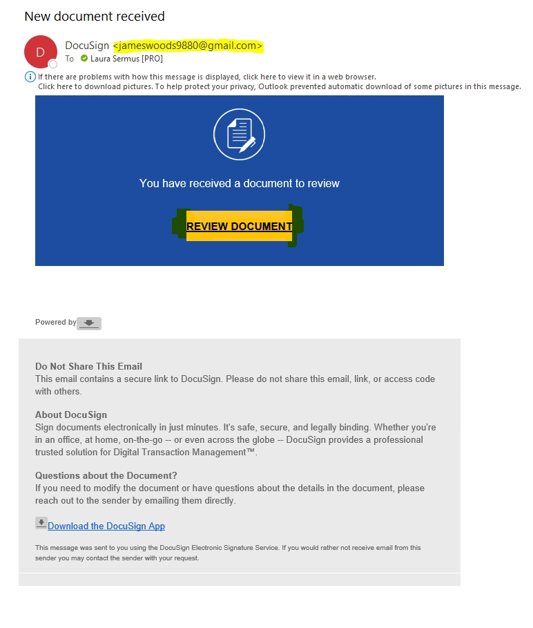 Example of a scammer email from an unknown sender