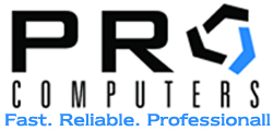 Original PRO Computers logo with tagline