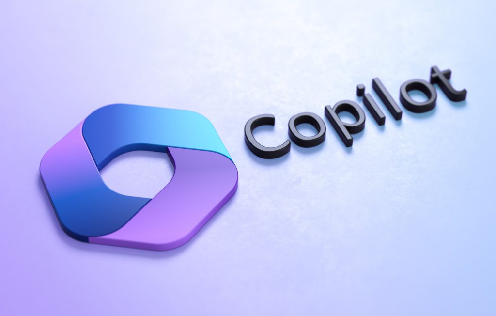 The image has a light purple background with the Copilot logo and the word "Copilot" next to it