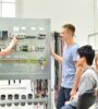 Students learning about wiring and electricity